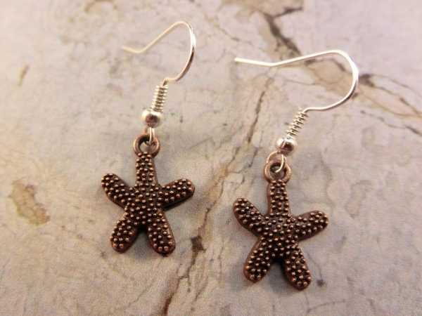 Seestern kupferfarbe Ohrring Vintage Optik seastar